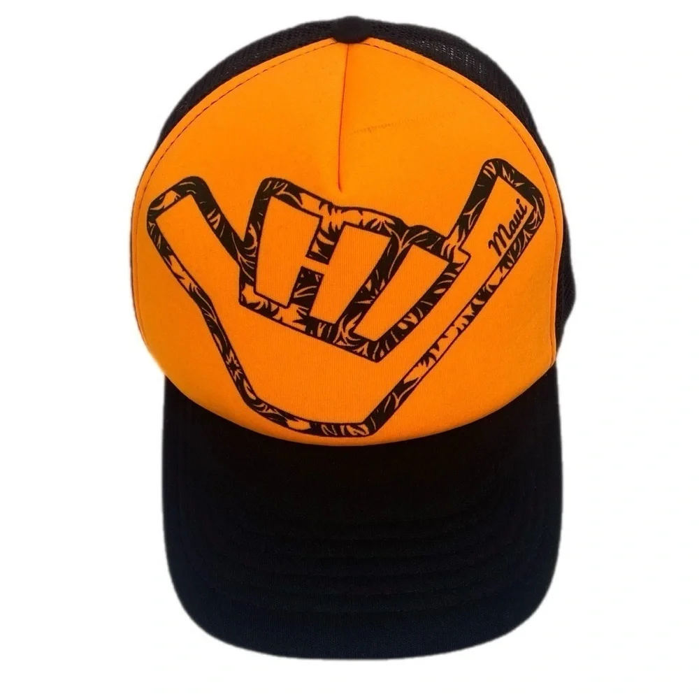 Hawaiian Headwear Kids’ Maui Shaka Orange Black Snap Back Adjustable Trucker Hat